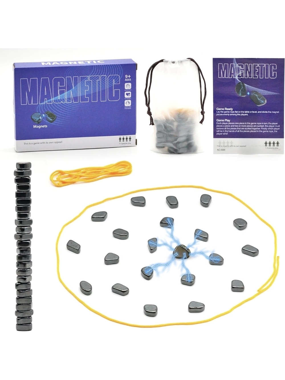 Magnetic Game Set - Gray Magnets with Yellow Ring